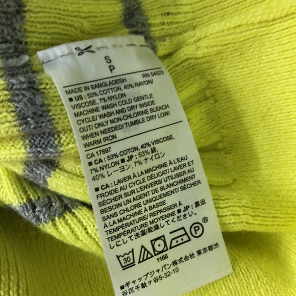 Banana Republic Sweater Ribbed Yellow Stripe Cotton Rayon Small EUC - Picture 8 of 8